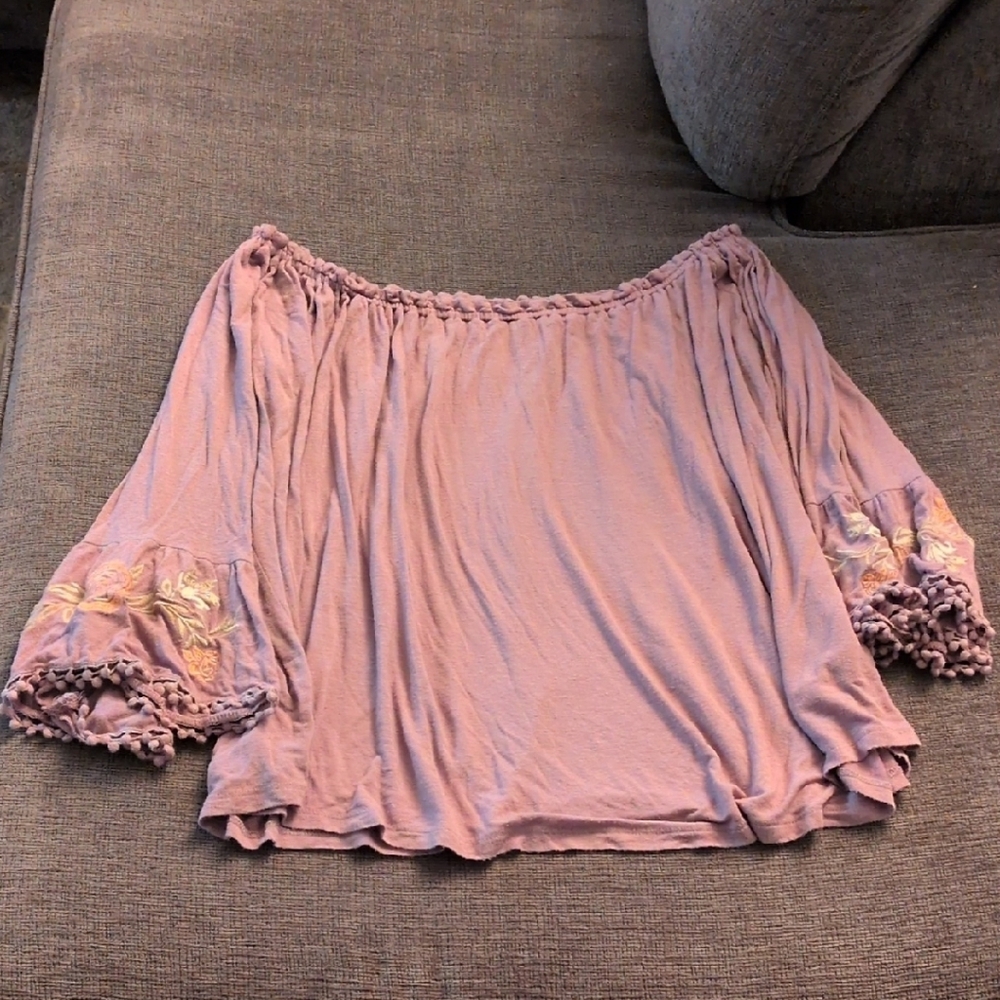 Relaxed Purple Ruffled Blouse